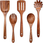 Wooden Spoons for Cooking Non-Stick Kitchen Pan Toolset 5 PCS Set, Natural by YYLTJR