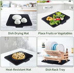 Silicone Dish Drying Mat 16x13, Food-Grade Silicone, Easy Clean Pad - Image 7