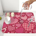Valentine's Day Dish Drying Mat 16 x 18 Inch Heart Shaped Pattern Dish Drying - Image 6
