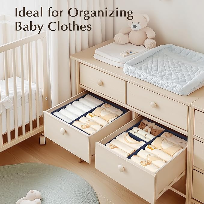 DIMJ Drawer Organizers Clothes, Fabric Closet Organizers and Storage, Shallow - Image 6