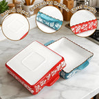 2 Pack Ceramic Baking Dish, 9 x 9 inch Porcelain Square Bakeware - Image 3