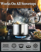 Cook N Home Stainless Steel Stockpot 8 Quart, Tri-Ply Clad Soup Pot - Image 2