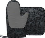 Gothic Skull Oven Mitts and Pot Holders Sets of 4, Resistant Hot Pads - Image 2