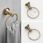 RUMOSE Toilet Paper Holder and Hand Towel Ring Antique Brass Wall Mount - Image 7