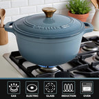MUELLER HOME 7.5 Quart Enameled Cast Iron Pot Dutch Oven, Heavy-Duty, Oven-Safe - Image 4