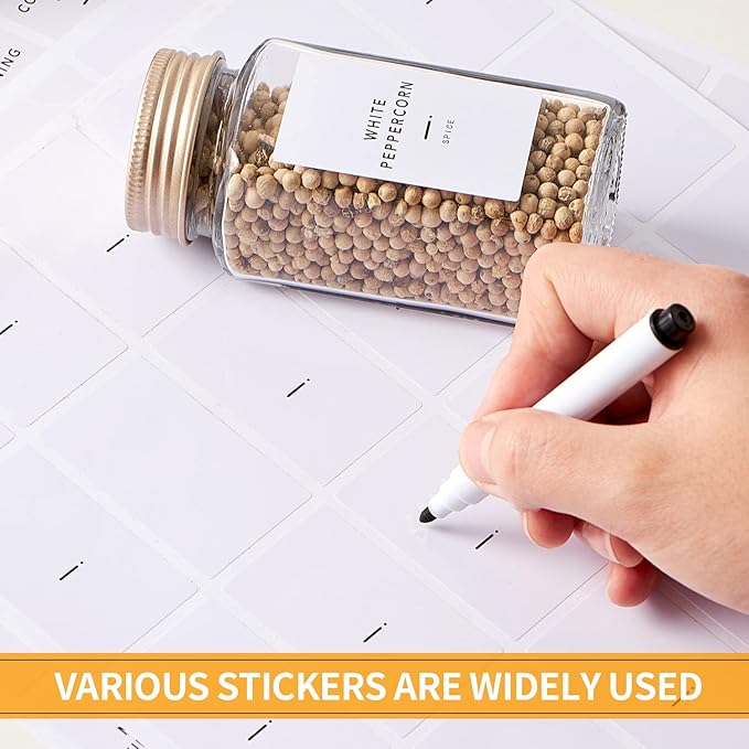 48 Pcs Spice Jars with Label- Glass Spice Jars with Gold Metal Caps, Shaker Lids - Image 3