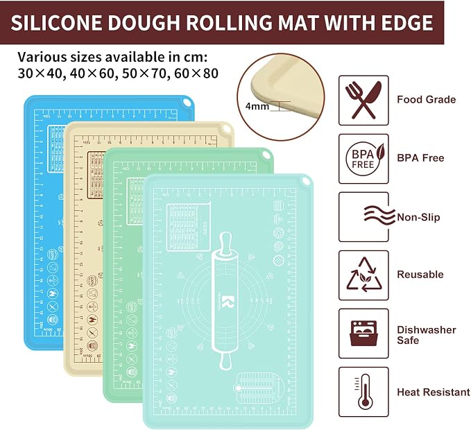 Silicone Baking Mat, Extra Thick Dough Rolling Pad - Image 3