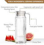 Glass Pitcher with Lid – Set of 2 34Oz Glass Water Pitcher – Cold Water Carafe - Image 3