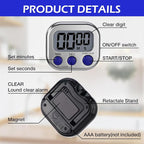 Leumoi 24 Pcs Digital Kitchen Timers Magnetic Back Timers Bulk Large Screen - Image 3