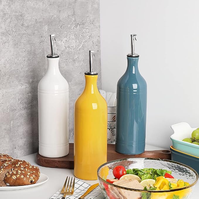 Sweejar Large Ceramic Olive Oil Dispenser Bottle, Opaque Oil Cruet Protects to - Image 4