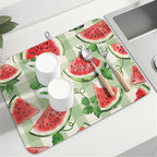 Summer Dish Drying Mat for Kitchen Counter Watercolor Watermelon Green Buffalo - Image 8
