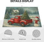 Christmas Red Truck Xmas Tree Snowman Dish Drying Mats - Image 4