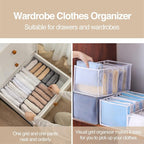 Wardrobe Clothes Organizer, 7 Grids Washable Portable Closet Organizer Mesh - Image 4