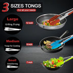 9 Pieces Silicone Tongs for Cooking 7, 12 inches Kitchen Tongs - Image 6