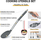 Silicone Cooking Utensils Set, E-far 14-Piece Gray Kitchen Utensils Set - Image 3