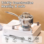 1-Quart Saucepan with Lid, Tri-Ply Stainless Steel Pot with Stay-Cool Handle & - Image 4