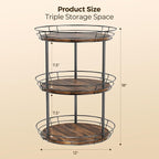 LAMU 12'' Lazy Susan Turntable Organizer, 3 Tier Round Rotating Spice Rack - Image 6