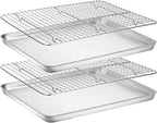 Baking Sheet with Rack Set, Wildone Stainless Steel Cookie Sheet Baking Pan by Wildone