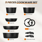 pots and Pans Set, Nonstick Cookware Set Detachable Handle, Induction Kitchen - Image 2