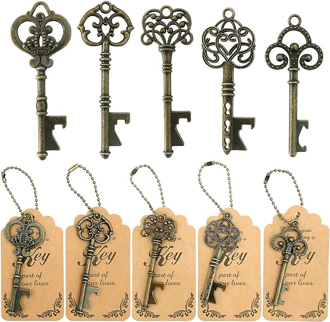 WODEGIFT 50pcs Bottle Opener, Wedding Favors Vintage Skeleton Key Bottle Opener by WODEGIFT