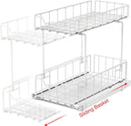 Simple Houseware 2-Tier Spice Rack Slide Out Wire Basket Drawer Organizer - Image 3