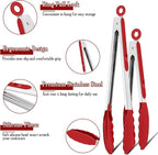 TeamFar Kitchen Tongs, Heat Resistant Silicone Tongs, Locking Design & - Image 3