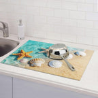 Ocean Sea Dish Drying Mat for Summer Kitchen Counter, Microfiber Absorbent - Image 5