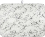 White Grey Marble Dish Drying Mat by Unknown