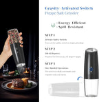 UNNEES Rechargeable Electric Salt and Pepper Grinder Set, Gravity Activated - Image 2