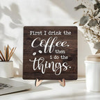 Vintage Coffee Bar Sign Plaque, Rustic Wooden Tabletop Plaque - Image 3