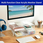 OPNICE Acrylic Clear Desk Organizers and Accessories, 2-Tier Computer Monitor - Image 4