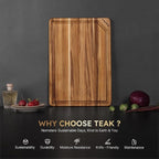 17'' Teak Wood Cutting Board for Kitchen Non Slip Charcuterie Board Serving - Image 3