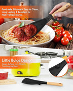 Cooking Spoon and Rice Scooper for Nonstick Cookwares, Wood Handle Spoon for - Image 4