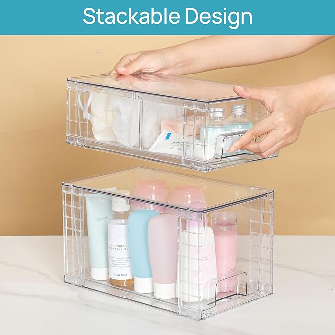 Vtopmart 8 Pack Clear Stackable Storage Drawers, Plastic Drawers - Image 5