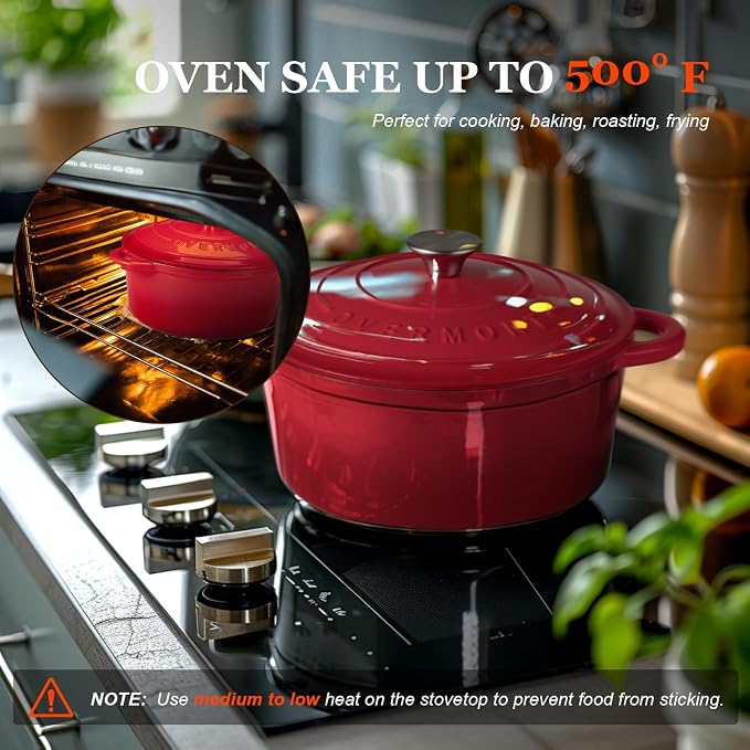Overmont 5.5QT Enameled Cast Iron Dutch Oven - Image 2