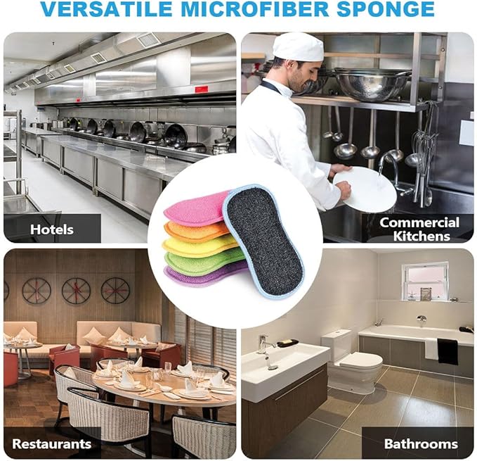 HOMEXCEL 6 Pack Multi-Purpose Scrub Sponges Kitchen, Dish Sponge, Non-Scratch - Image 7