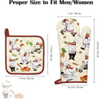 Chef Oven Mitts and Pot Holders Sets 2Pcs, 100% Cotton Heat Resistant, Extra - Image 4