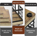 Wican Guest Towel Holder Tray for Bathroom, Oak and Iron Napkins Holder for - Image 4