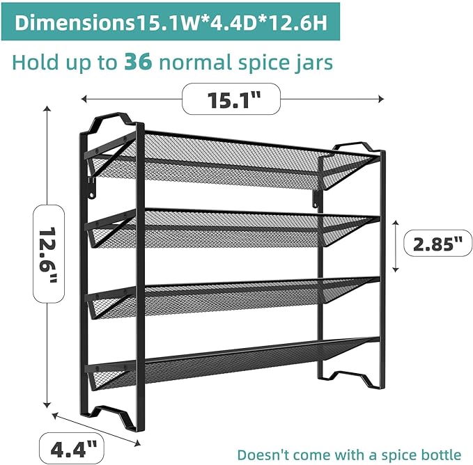 Simple Trending 2 Pack 4 Tier Spice Rack Organizer, Stackable Kitchen Counter - Image 2