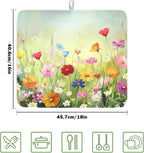 Spring Summer Daisy Dish Drying Mat 16 x 18 Inch Colourful Floral Pattern Dish - Image 2