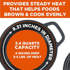 COMMERCIAL CHEF 3.4 Quart Cast Iron Dutch Oven - Image 3
