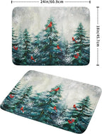 Pine Tree Dish Drying Mat for Kitchen Countertop Red Bird Dishes Mats Winter - Image 2