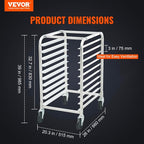 VEVOR 10-Tier Bun Pan Rack, Aluminum Racking Trolley Storage - Image 2