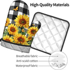 Sunflower Oven Mitts and Pot Holders Sets of 2 Buffalo Plaid Kitchen Mitts - Image 4