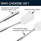 14.5-in Stainless Steel Spatula Set, 18/0 SS Heavy Duty Turner & Slotted Spatula - Image 4
