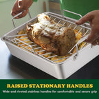 E-far Roasting Pan, 16 x 11.5 Inch Stainless Steel Turkey Roaster - Image 5