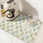 Floral Dish Drying Mat for Kitchen Counter Spring Summer Wild Flowers Diamond - Image 7