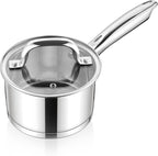 E-far 1 Quart Saucepan with Lid, Stainless Steel Small Sauce Pan Boiling Pot by E-far