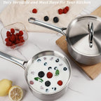 Saucepan Set with Lids, 3-Ply Stainless Steel Cookware 1.5QT, 3QT and 5QT - Image 6