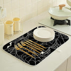 Halloween Dish Drying Mat 18 x 24 Inch Bat Spider Web Drying Mat - Image 2